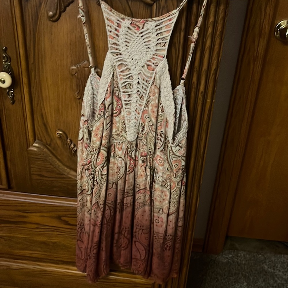 Paisley peach, green cream, and rust colors sleeveless tank top